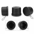 J1772 EV charging port dust cap black silicone protective cover on white background