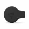 NACS charging port dust cap black silicone protective cover for Tesla and NACS EVs on white background