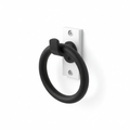 Heavy duty wall mounted hook for EV charging cable, black metal hook on white bracket, on white background